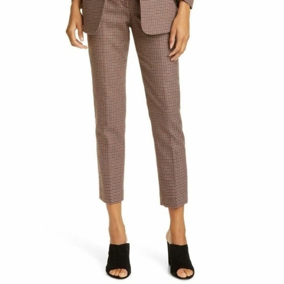 VERONICA BEARD PANTS GEMINI CHECK RED TARTAN PLAID TROUSERS - Picture 6 of 6